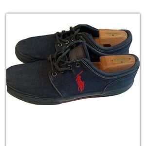 Polo Ralph Lauren Faxon Denim Monotone Sneakers Sz 12D Lace Up Shoes